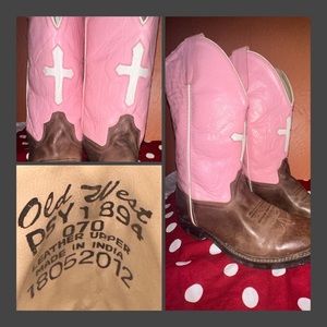 Adorable Pink Cross Cowgirl Boots Size 9 Worn one time to a wedding